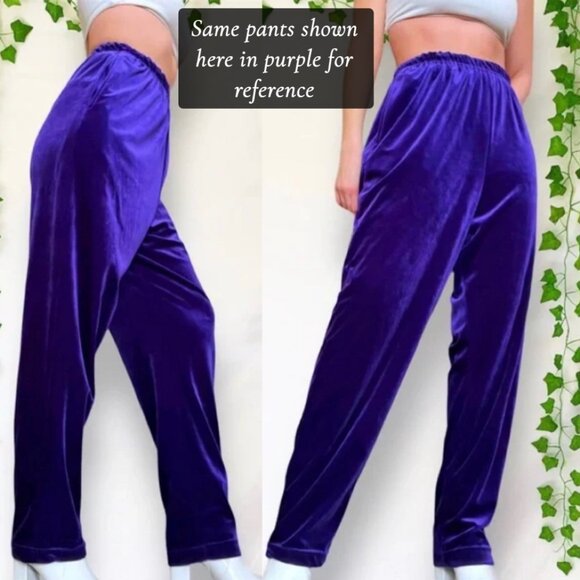 VTG Diane Von Furstenberg The Color Authority Green Velvet High Waisted Pants M - Picture 9 of 15